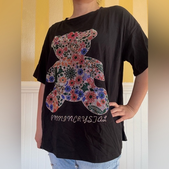 None Tops - Black Graphic Kids T-Shirt